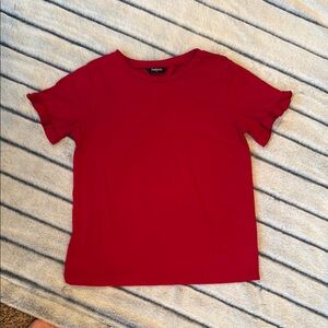 Scarlet Red Ruffle Sleeve Tee